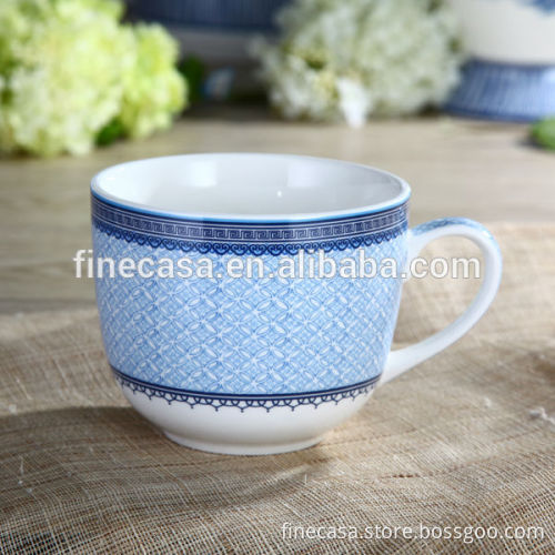 600CC Elegant Style New Bone China Ceramic Big Soup Mug of Blue in China